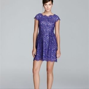 Shoshanna, Ceclie Purple Lace Fit & Flare Pocket Mini Cocktail Dress, Size 0